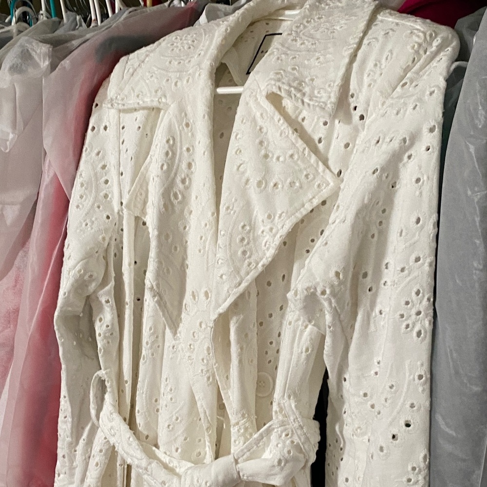 bagatelle White Eyelet Trench Coat